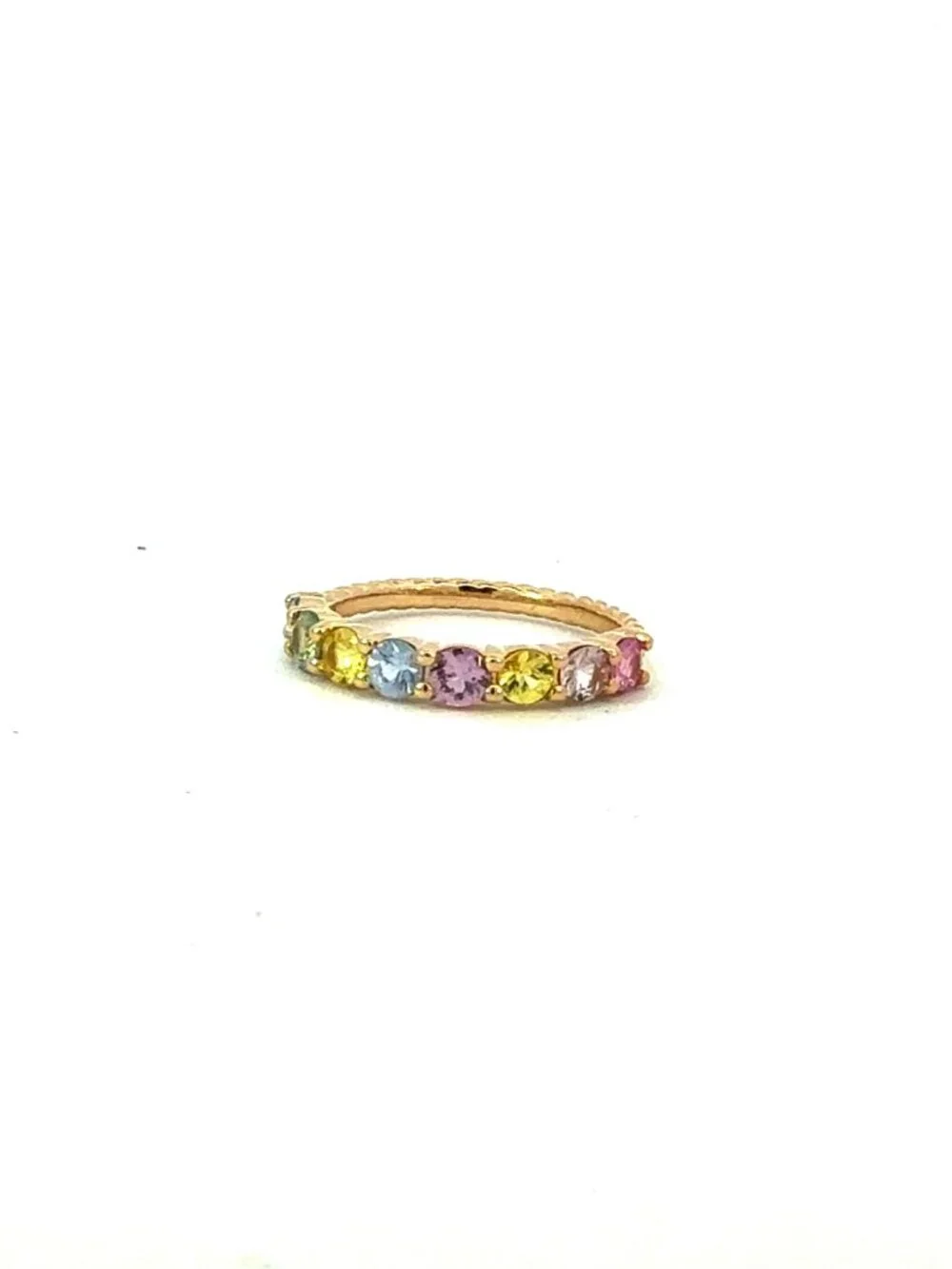 Natural Multicolor Sapphire Ring Size 6.5 14k Gold 1.08 TCW Certified 601233